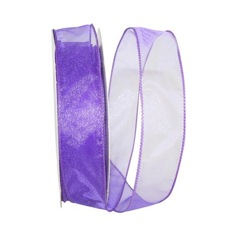 RELIANT RIBBON Sheer Lovely Value Wired Edge Ribbon Purple 1.5 in. x 50 yards 99908W-064-09K